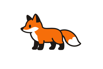Obraz premium Adorable cartoon fox illustration with simplified design and bold colors