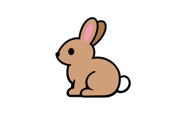 Obraz premium Cute cartoon brown bunny illustration on white background