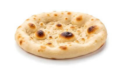 Garlic Naan Bread on White Background