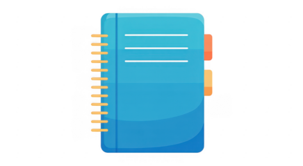 Blue spiral notebook blue notebook spiral bound journal isolated on a transparent background