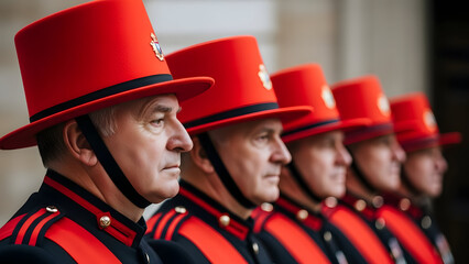 St david's day celebration with welsh guards in traditional uniforms