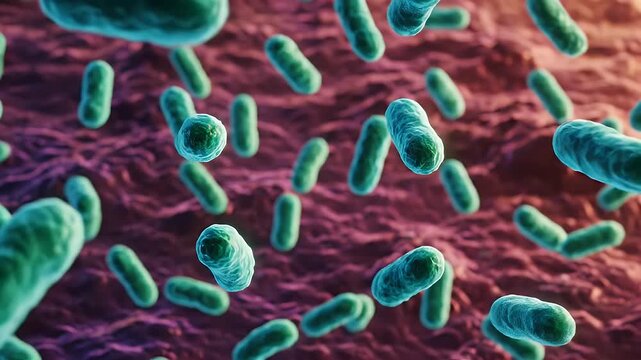 Detailed CGI Animation of Natural Killer Cells Destroying Bacteria Against a Cellular Background Natural Killer Cells