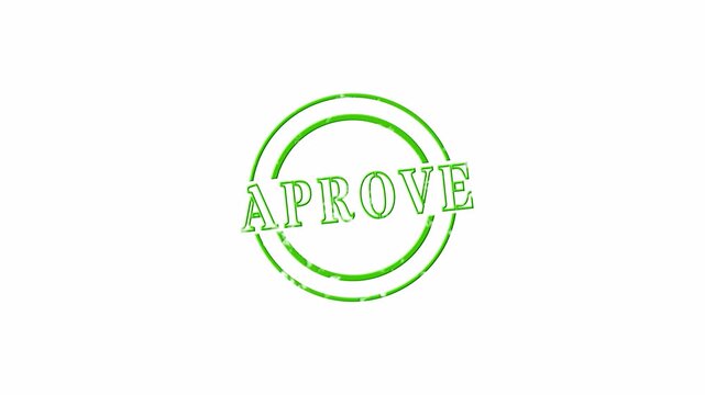 Green Rubber Stamp Animation: APROVE Text Stamping on Transparent Background with Alpha Channel 4k video animation seamless loop