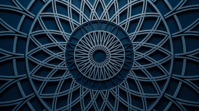 Intricate blue geometric dome design
