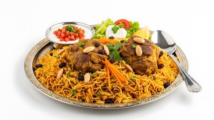 Middle Eastern Cuisine on a Metal Plate