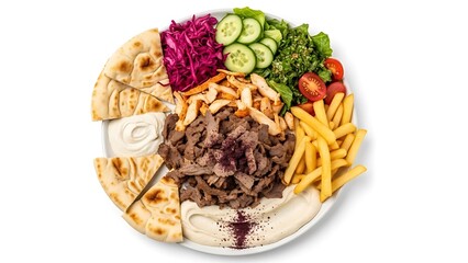 Delicious Middle Eastern Platter with Meat and Flatbread