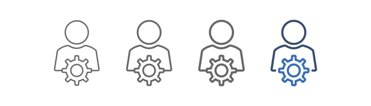 
Outline icon set competency with people and gear design