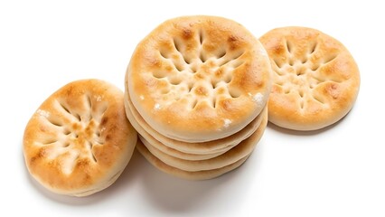 Golden Brown English Muffins Stacked on White