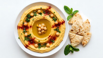 Hummus with chickpeas and pita bread