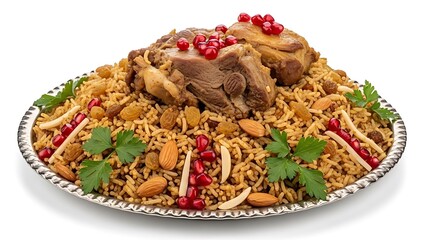 Traditional Middle Eastern Dish with Meat and Rice