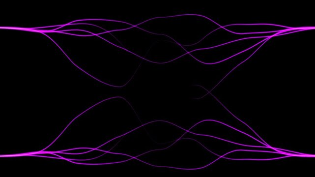 Intricate purple lines intersect at the center to form a glowing X shape that looks like a complex mathematical plot or a futuristic energy beam.