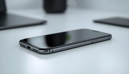 Modern Smartphone on Desk Close-Up
