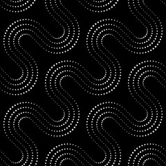 Abstract seamless pattern. Modern geometric background with wavy dotted lines.