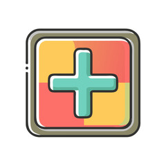 Obraz premium A colorful cartoon plus icon in a rounded square design