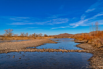 Winter view Boise River Idaho