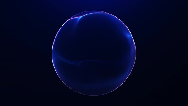 Bright blue and purple glowing digital sphere with smooth light gradients and subtle motion, futuristic minimal energy orb, seamless loop.