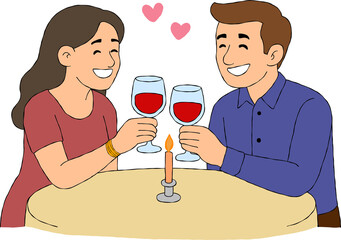 A romantic couple enjoying a romantic dinner date