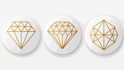 Golden diamond logos on white circular backgrounds