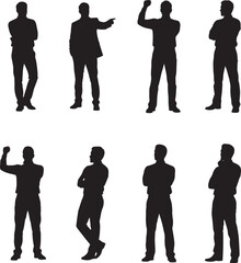 Men Analyzing Strategy Business Silhouette Vector Set