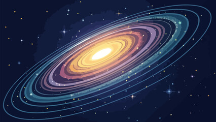 Obraz premium Vibrant galaxy with colorful rings and stars in space