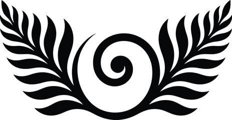 Silver Fern Koru Minimalist Silhouette Vector &ndash; Elegant Nature Spiral Leaf Illustration