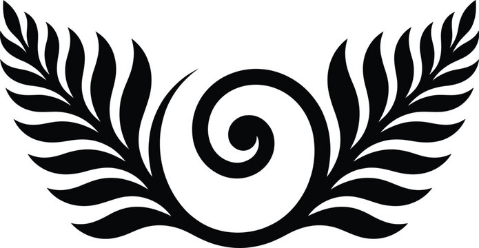 Silver Fern Koru Minimalist Silhouette Vector &ndash; Elegant Nature Spiral Leaf Illustration
