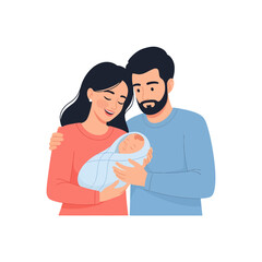 Fototapeta premium Couple Holding Newborn Baby Together.