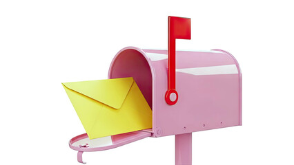 Pink Mailbox with Yellow Envelope