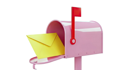 Pink Mailbox with Yellow Envelope
