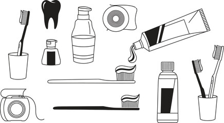 toothbrushes toothpaste and mouthwash for oral hygiene