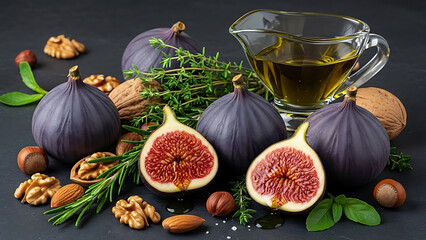 Colorful fresh food still life background perfect for culinary branding, restaurant marketing, healthy lifestyle, and food advertising.