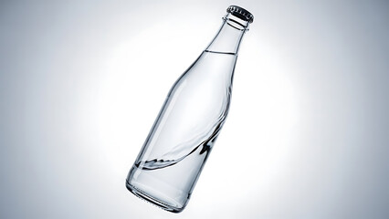 Clean floating glass bottle mockup suitable for beverage branding, cosmetic packaging, wellness products, and minimalist advertising.