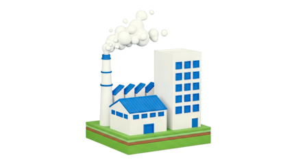 Stylized Factory and Tall Building with Smoke