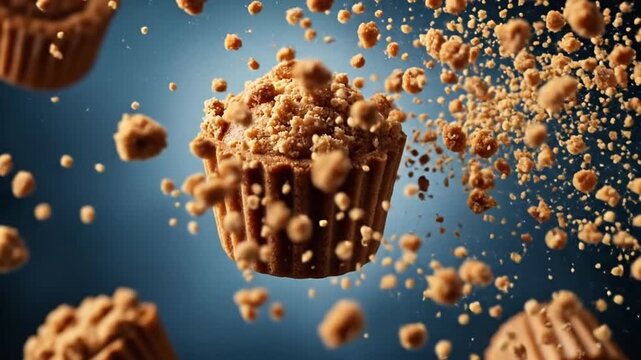 Sweet Crumble Cupcake Explosion Mid-Air