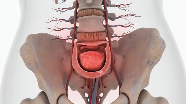 Human Spinal Joints Anatomy Cutaway View with Detailed 3D Rendering on White Background for Medical Illustration and