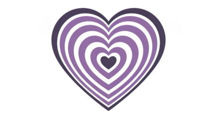Purple layered heart symbol love isolated on a transparent background