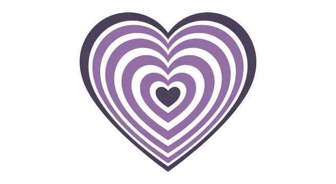 Purple layered heart symbol love isolated on a transparent background