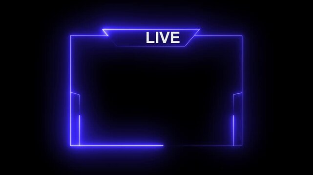 live streaming neon text frame animation box frame neon frame live streaming game live Stream overlay animation for live streaming video.