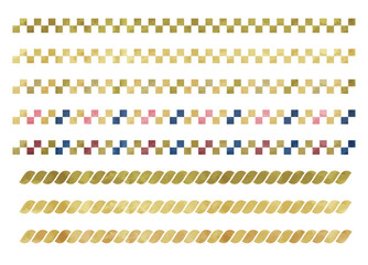 市松と縄の和風なボーダー装飾　水彩タッチのベクターイラストセット © risayama