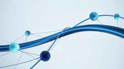 Abstract technology background with blue glowing lines and spheres representing data flow connectivity