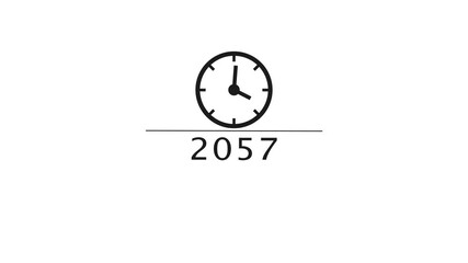 Counting clock animation. Counting new year's clock number. Counting years from 2026 to 2088 animation.
