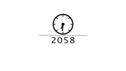 Counting clock animation. Counting new year's clock number. Counting years from 2026 to 2090 animation.
