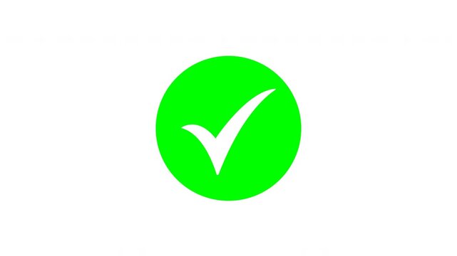 Green check mark symbol in a circle. Suitable for confirming success, approval, completion. Useful for icons, presentations, infographics, websites.