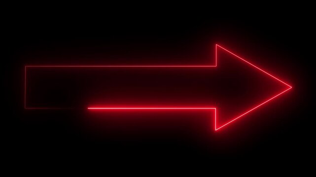 neon directional arrow icon animation black background. glowing arrow shaped neon sign. Neon arrow symbol icon. Directional sign arrow.