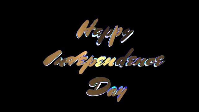Shimmering Golden Happy Independence Day 3D Text Celebration on a Dark Black Background