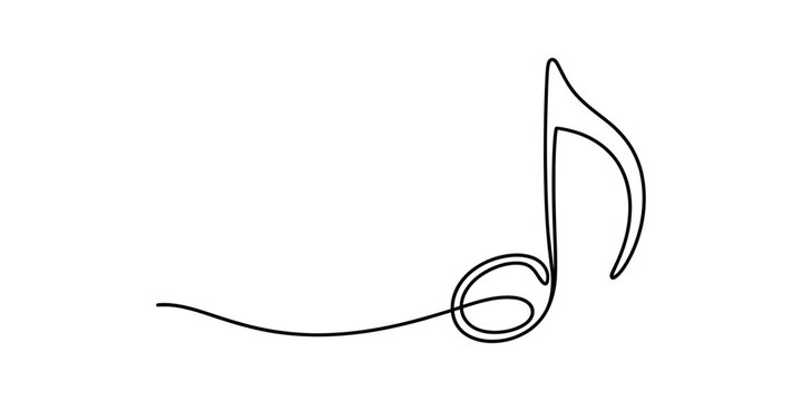Continuous line drawing of a musical eighth note, symbolizing melody and harmony Vector, illustration