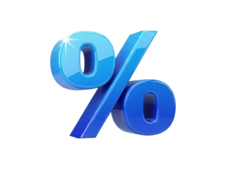 3d Blue Percent Symbol On transparent Background