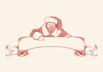 Hand Drawn Santa Claus Holding a Banner Festive Christmas Illustration