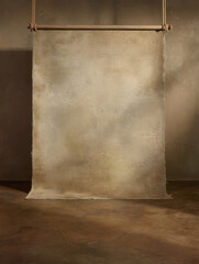 Brown studio background. Canvas background on the wall and on the floor with a soft transition.