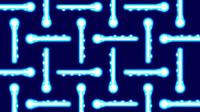 A repeating pattern of glowing blue horizontal and vertical lines creates a digital grid or circuit board aesthetic across the dark blue background